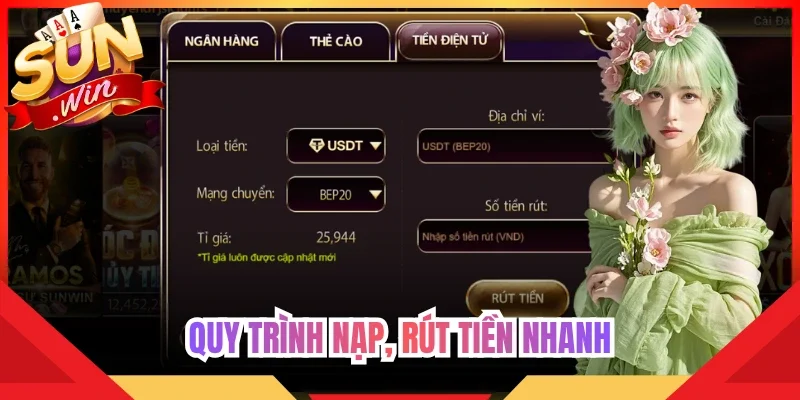Quy trình nạp, rút tiền nhanh